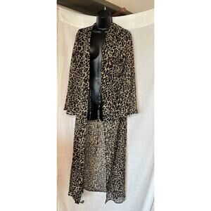 Kendall + Kylie Sheer Leopard Print Duster Kimono | Size Large